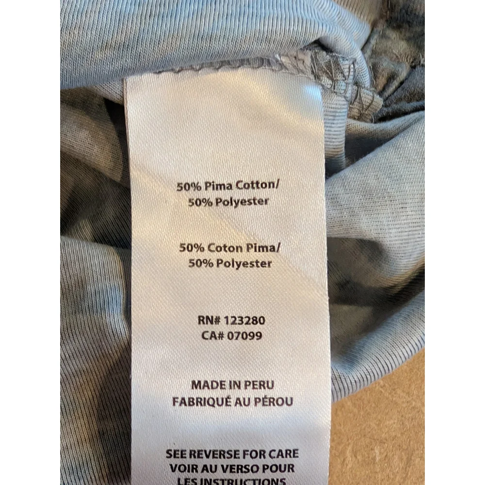 Travis Mathew Golf Polo Shirt Mens Gray Blue AOP Tropical Palm Leaf XL - Picture 8 of 9